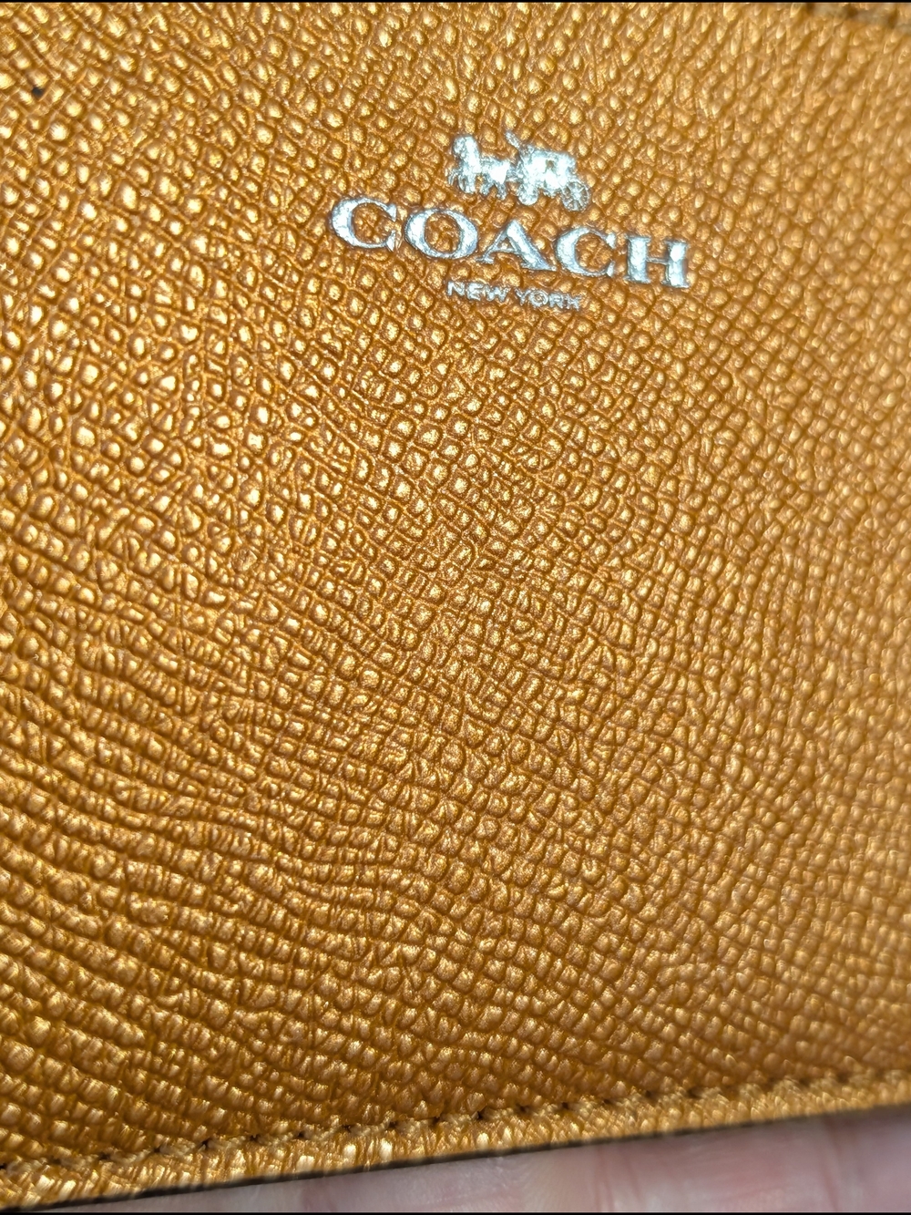 Coach F21082 Mini Skinny ID Card Case Zip Keychain in Metallic Orange - Picture 3 of 13
